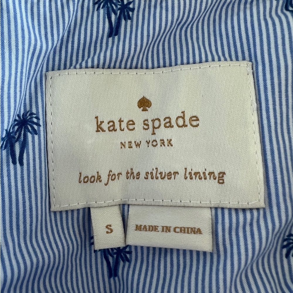 Kate Spade New York Blue Palm Print Sleeveless Shirt Dress - Size S - Picture 7 of 8
